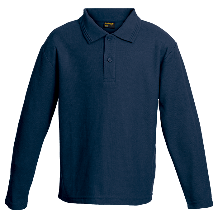 175g Pique Knit Long Sleeve Golfer Kiddies - Navy