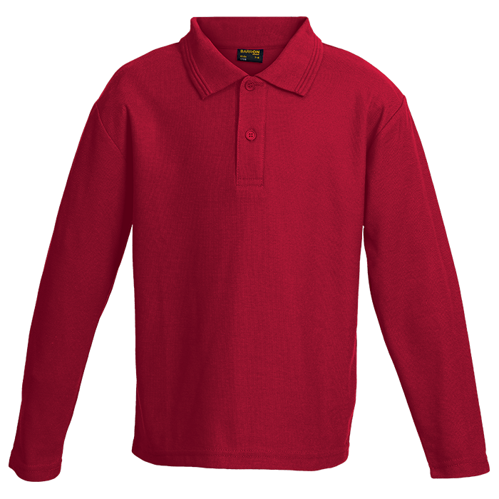 175g Pique Knit Long Sleeve Golfer Kiddies - Red