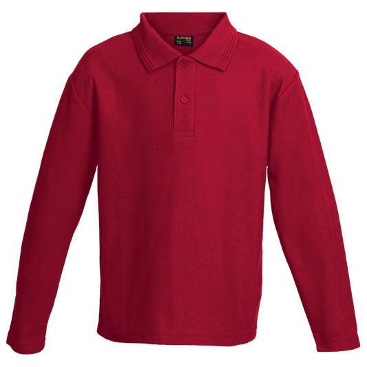 175g Pique Knit Long Sleeve Golfer Kiddies - Red