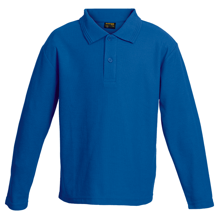 175g Pique Knit Long Sleeve Golfer Kiddies - Royal