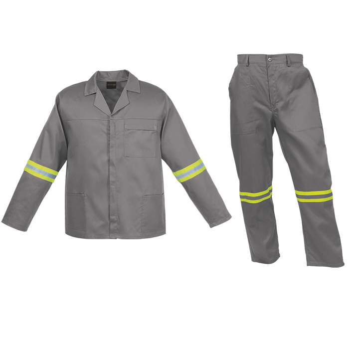 Barron Budget Poly Cotton Conti Suit with Reflective - Grey