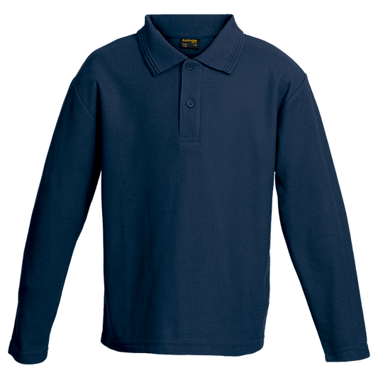 175g Pique Knit Long Sleeve Golfer Kiddies - Navy
