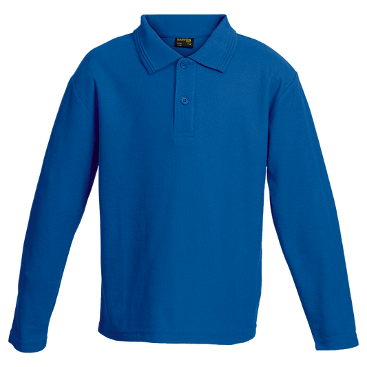175g Pique Knit Long Sleeve Golfer Kiddies - Royal