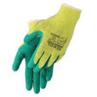 GREEN LINED LATEX KNIT WRIST GLOVES