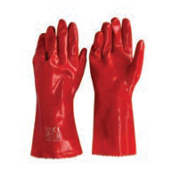 RED PVC MEDIUM WEIGHT ELBOW GLOVES